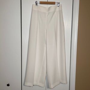 Zara High Waisted Wide Leg Capri Trouser White Size M